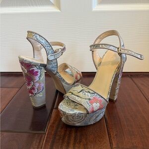 Floral Embroidered Platform Heels